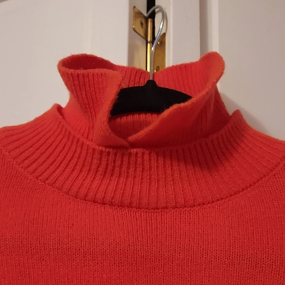 Orange Mock Neck Turtleneck Sweater Long Sleeve Size L